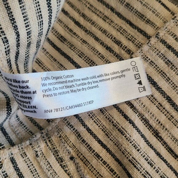 Eileen Fisher Stripe 3/4 Sleeve Boxy Organic Cotton Jacket Open Front Classic XL - Picture 8 of 9